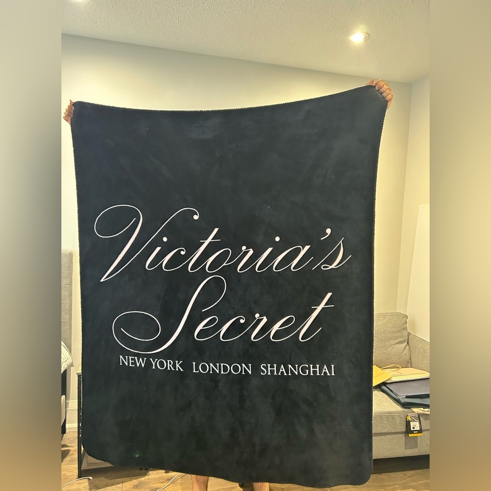 Victoria's Secret Black and White Plush Throw